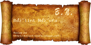 Bálint Násfa névjegykártya